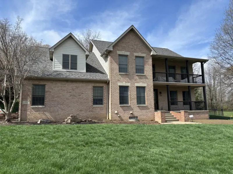 Gable siding and porch, corner view